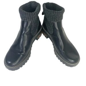 Universal Thread Daphne Black sock ankle boots lug sole knit cuff women’s Sz:9